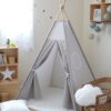 Creacoton tipi pour enfant gris taupe