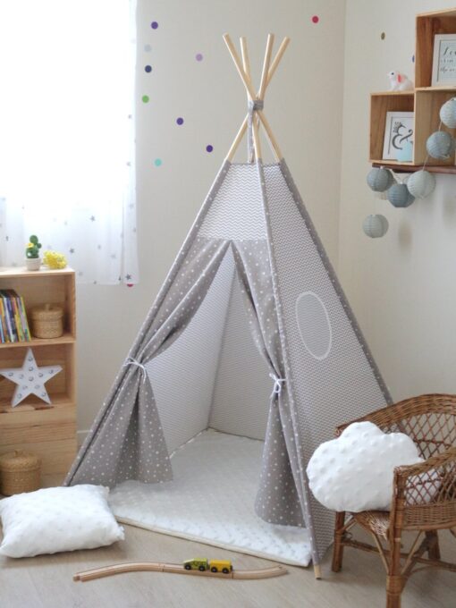 Creacoton tipi pour enfant gris taupe