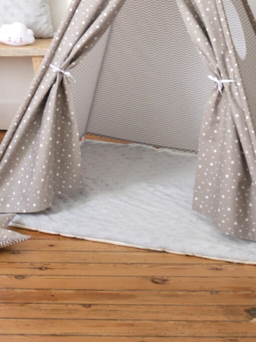 Tapis pour enfant molletonne Gris etoiles My lovely family