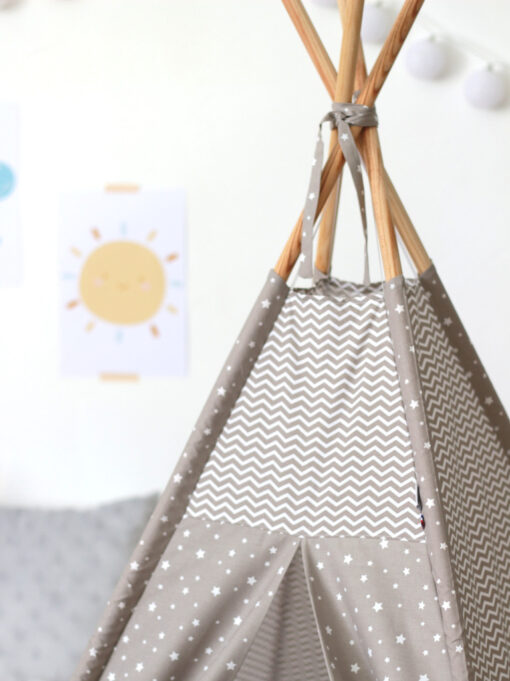 Tipi pour enfant Gris Taupe My lovely family