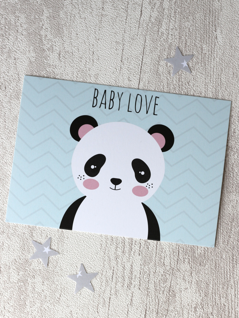 carte postale panda baby love Creacoton