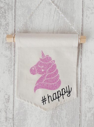 banniere decorative licorne rose paillete happy Creacoton (2)