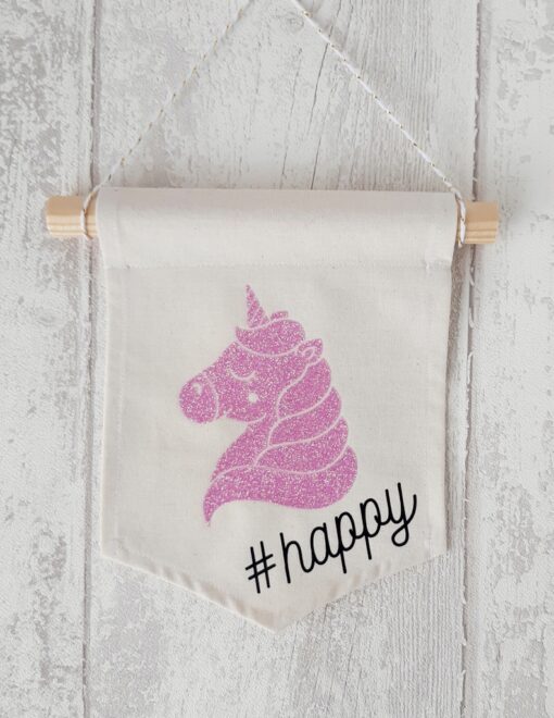 banniere decorative licorne rose paillete happy Creacoton (2)