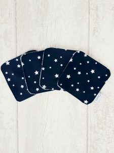 lingette lavable bebe x4 bleu marine Creacoton
