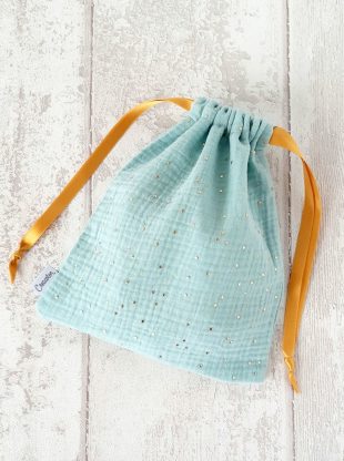 Sac a doudou Mint et Or Creacoton bebe maternelle gouter
