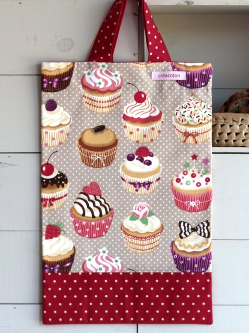 Sac à pain Cupcakes - beige Creacoton zero dechet