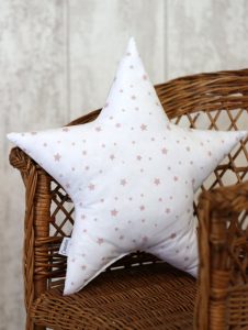 Coussin étoile Blanc - Rose Poudre Creacoton