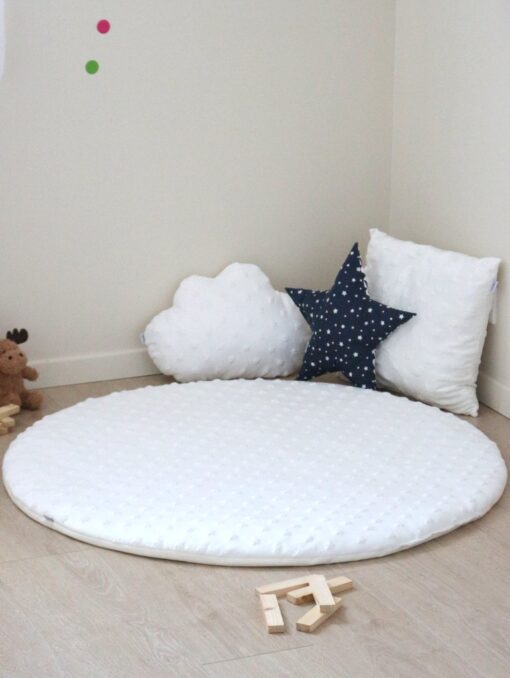 tapis d'éveil bébé rond blanc étoiles Creacoton