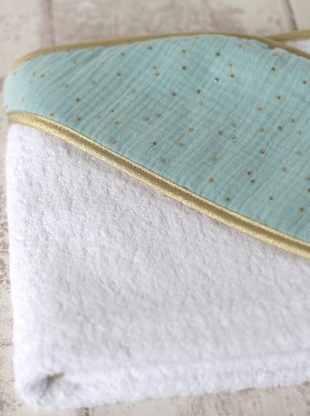 Cape de bain bebe Mint et Or Creacoton