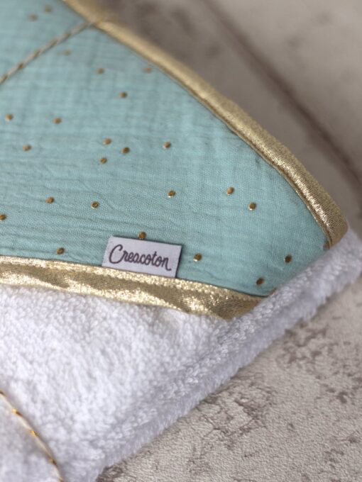 Cape de bain bebe Mint et Or Creacoton
