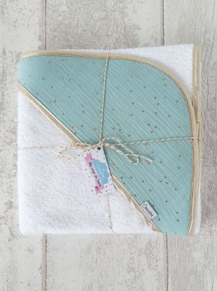 Cape de bain bebe Mint et Or Creacoton