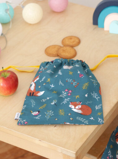 Sac à doudou coton bio Sweet Forest Renard My lovely family maternelle gouter