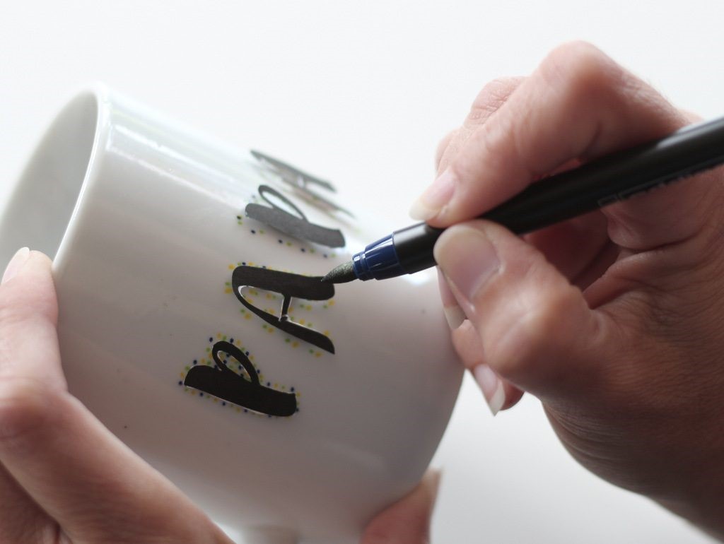 tasse fête des père feutre coloriage bricolage