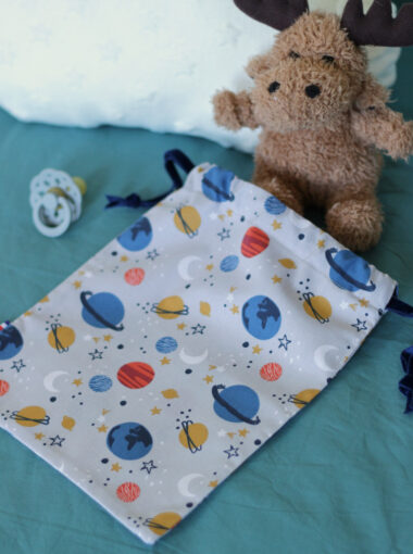 Sac a doudou coton bio Galaxie My lovely family maternelle