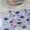 Serviette cantine primaire coton bio Galaxie My Lovely Family ecole elementaire personnalisable