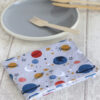 Serviette cantine primaire coton bio Galaxie My Lovely Family ecole elementaire personnalisable