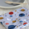 Serviette cantine primaire coton bio Galaxie My Lovely Family ecole elementaire personnalisable